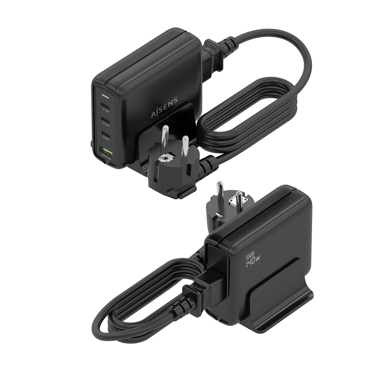 Aisens Cargador Sobremesa Gan 140w, 3xusb-C Pd3.1 Qc4.0 Qc5.0, 1xusb-A Qc3.0, Negro