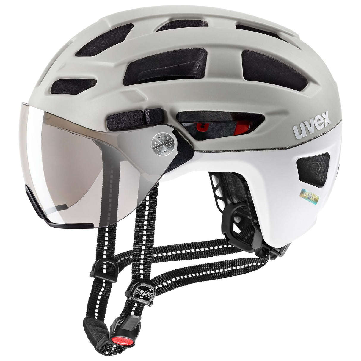 Casco De Ciclismo Uvex Finale Con Visera, Talla 56-61 Cm, Color Arena/Blanco Mate.
