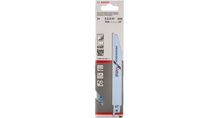 Bosch Professional Solid Saw Blade S 123 Xf Progressor Para Metal, 5 Piezas De Longitud 150 Mm 2608654402