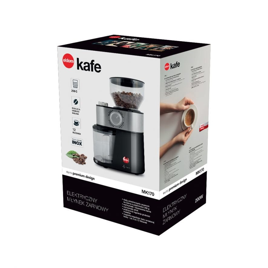 Molinillo Eldom Mk170 Kafe 200 W Negro, Acero Inoxidable