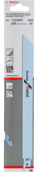 Hoja De Sierra De Sable Bosch Professional S 1122 Ef Flexible Para Metal, 2 Piezas De Longitud 225 Mm 2608656042