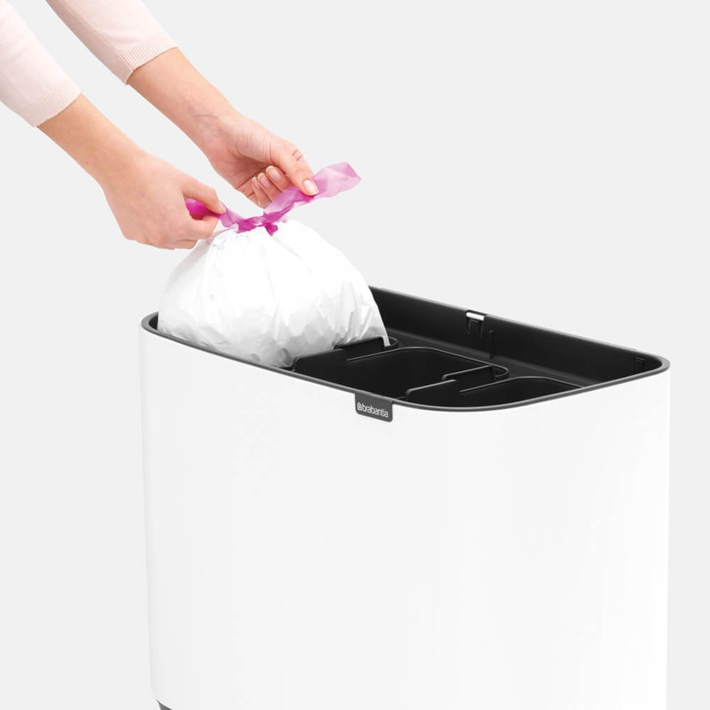 Brabantia 313523 Papelera 33 L Rectangular Acero Inoxidable Negro, Blanco