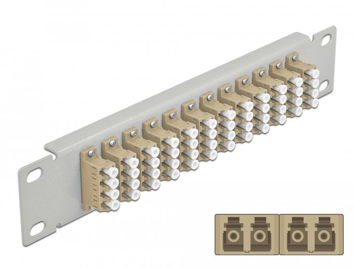 Delock 10 Lwl Patchpanel 12 Port Lc Quad Beige 1 He Grau