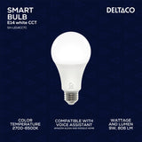 Deltaco Smart Home Sh-Le27cctc Led Bulb, E27, 9w, Wifi, Adjustable, 2700k-6500k