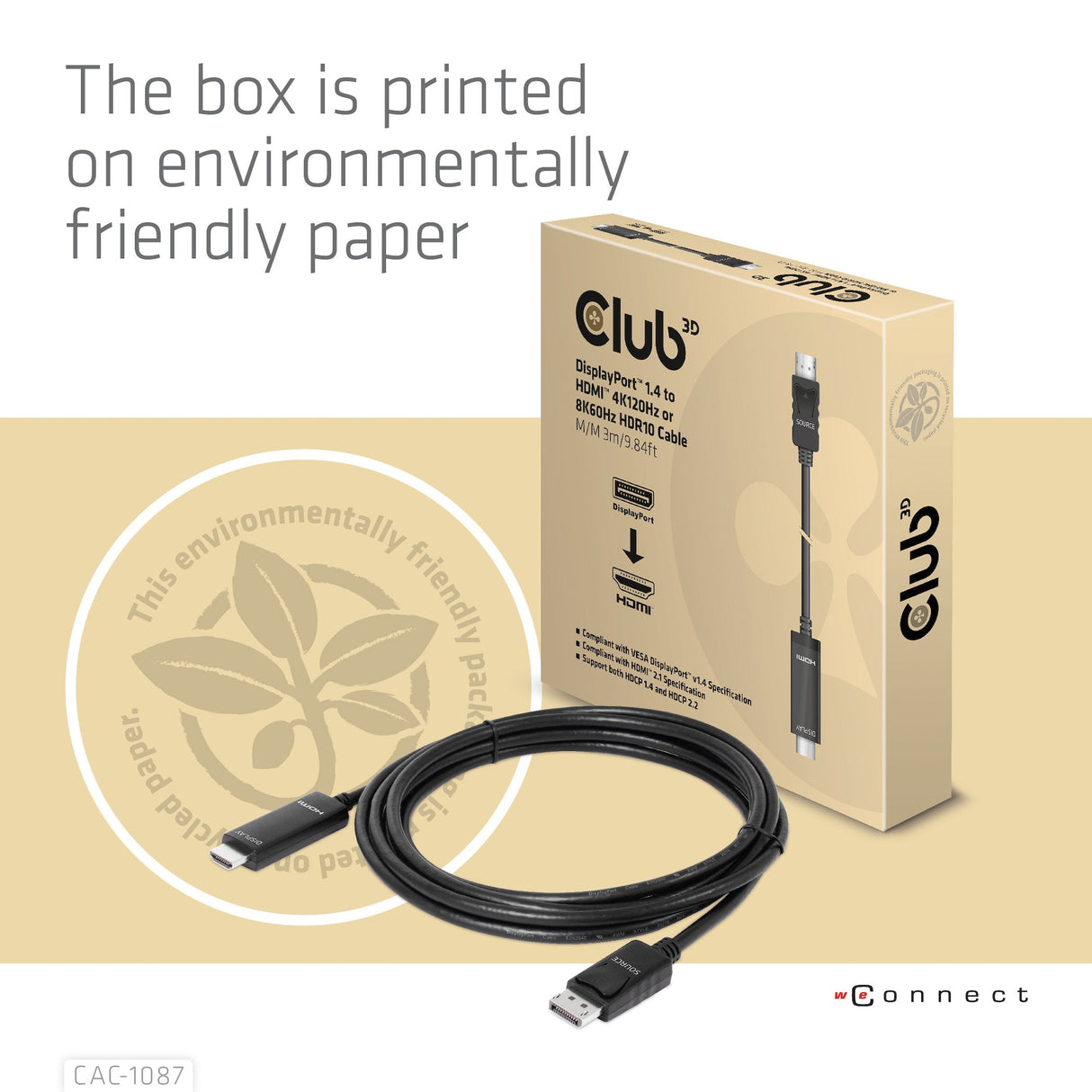 EAN 8719214472436 - CLUB3D CAC-1087 adaptador de cable de vídeo 3 m DisplayPort HDMI Negro imagen 8