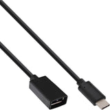 Adaptador Inline Usb 3.1 Otg, Tipo C Macho A A Hembra, Negro, 0,15 M