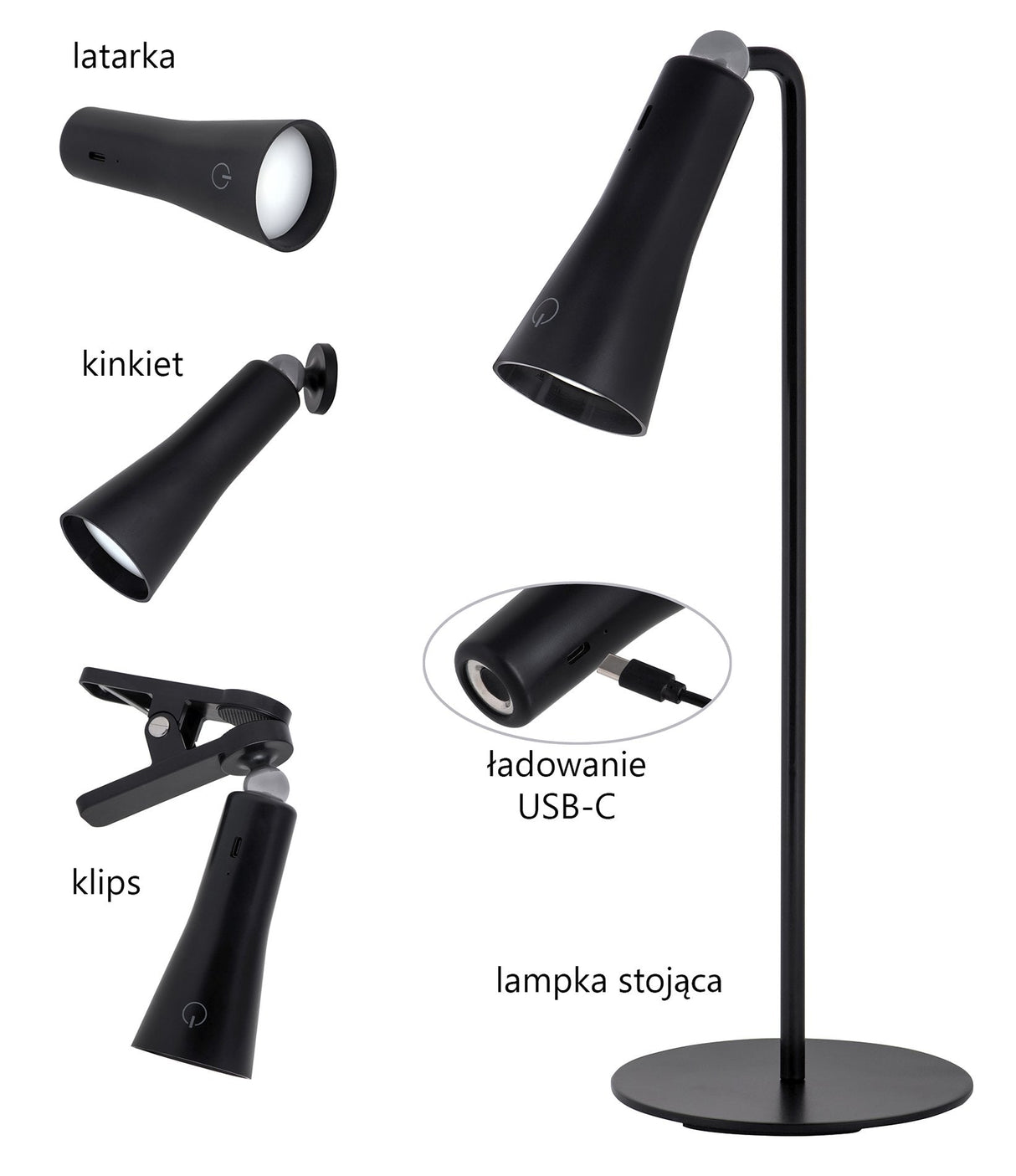 Lámpara  Activejet  Multifunción Aje-Ida 4in1 Negro
