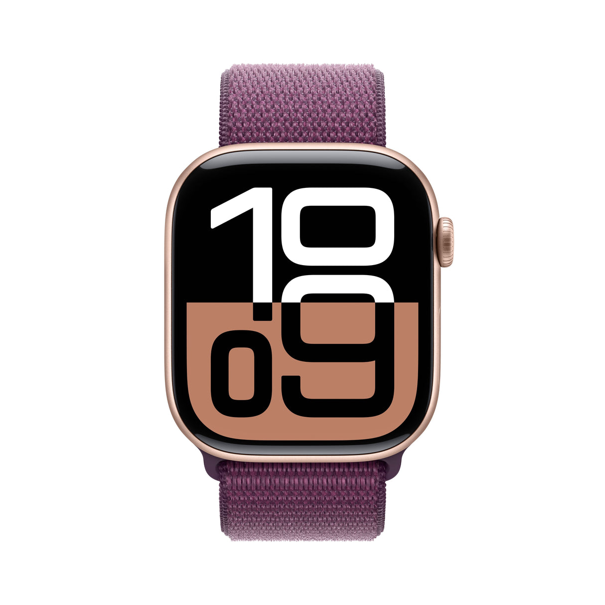Apple Watch Series 10 46mm Rose Gold Aluminium Case With Plum Sport Loop Mwwv3qc/A