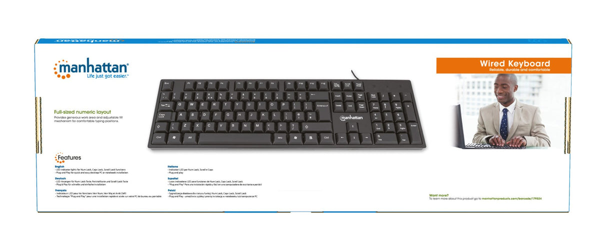 Teclado Inglés Manhattan 179324 Usb Qwerty Negro