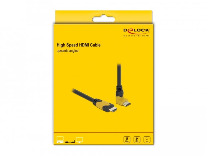 Delock Cable High Speed Hdmi Macho Recto A Macho 90° Hacia Arriba En Ángulo 48 Gbps 8k 60 Hz 3 M