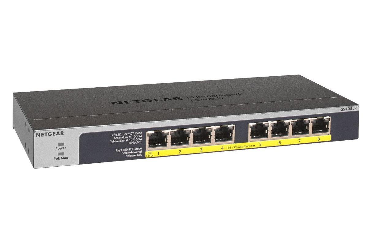 Hub  Switch Netgear Gs108lp-100eus 8xgigabit/Pared+Rack/8xpoe Gs108lp-100eus