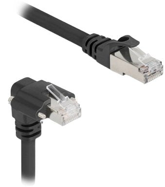 Delock Gige Kamera Cable Rj45 Stecker 90° Gewinkelt Mit Schrauben Zu Rj45 Stecker Cat.6 S Ftp 3 M Schwarz