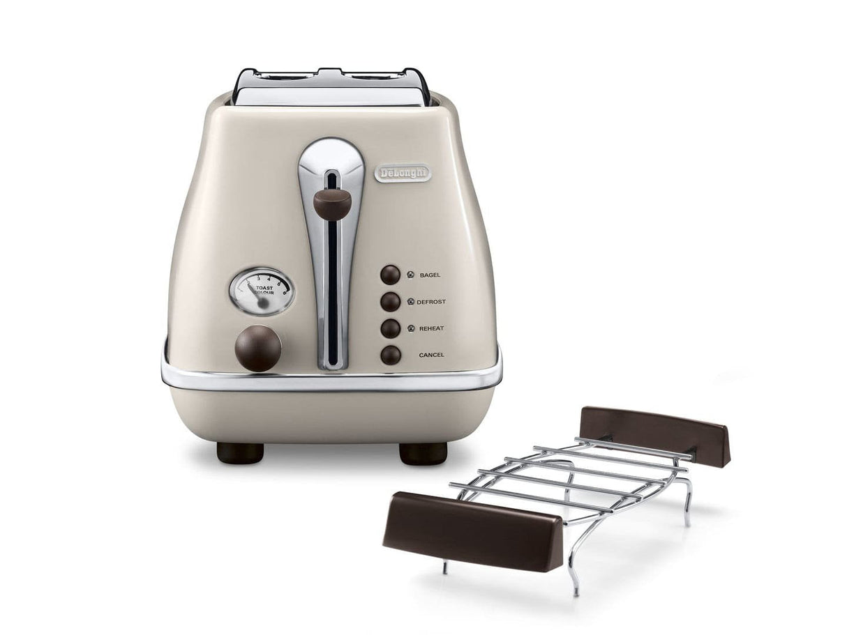 Tostadora Delonghi Icona Vintage Ctov 2103.Bg Beige, 900 Vatios, Para 2 Rebanadas De Pan Tostado Ctov 2103.Bg