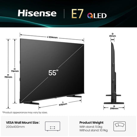 EAN 6942351418728 - Hisense 55E7Q 139,7 cm (55") 4K Ultra HD Smart TV Wifi Negro imagen 2