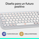 Teclado Esoañol Logitech Pop Icon Keys  Inalámbrico Bluetooth Le Qwerty Español Blanco Apagado Naranja