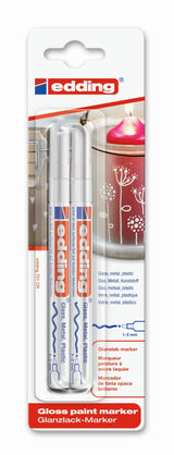 Edding 751 Paint - Marker - Permanent - Blanco - Base Acuosa Tinta Pigmentada - 1-2 Mm (Paquete De 2)