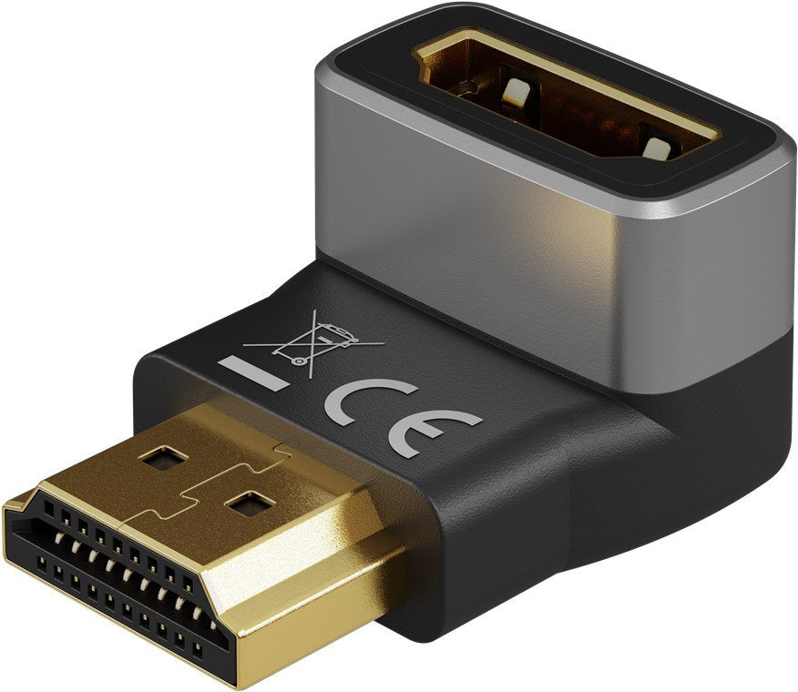 Goobay 72011 Hdmi Angled Adapter 270° Vertical, 8k @ 60 Hz, Gold-Plated, Black, Silver