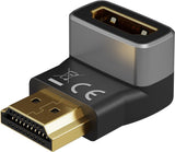 Goobay 72011 Hdmi Angled Adapter 270° Vertical, 8k @ 60 Hz, Gold-Plated, Black, Silver