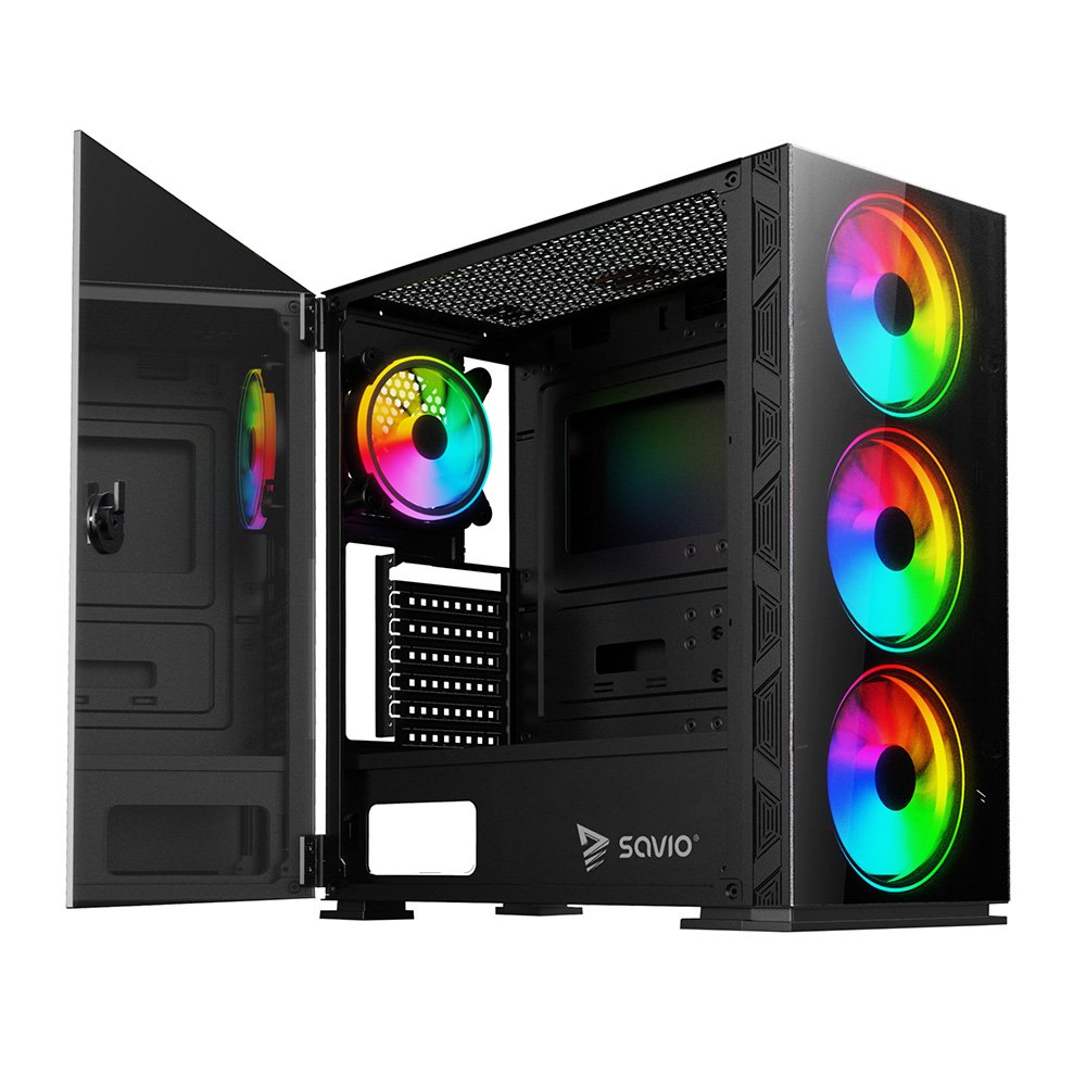Caja Pc Savio Prime X1 Argb Glass Black