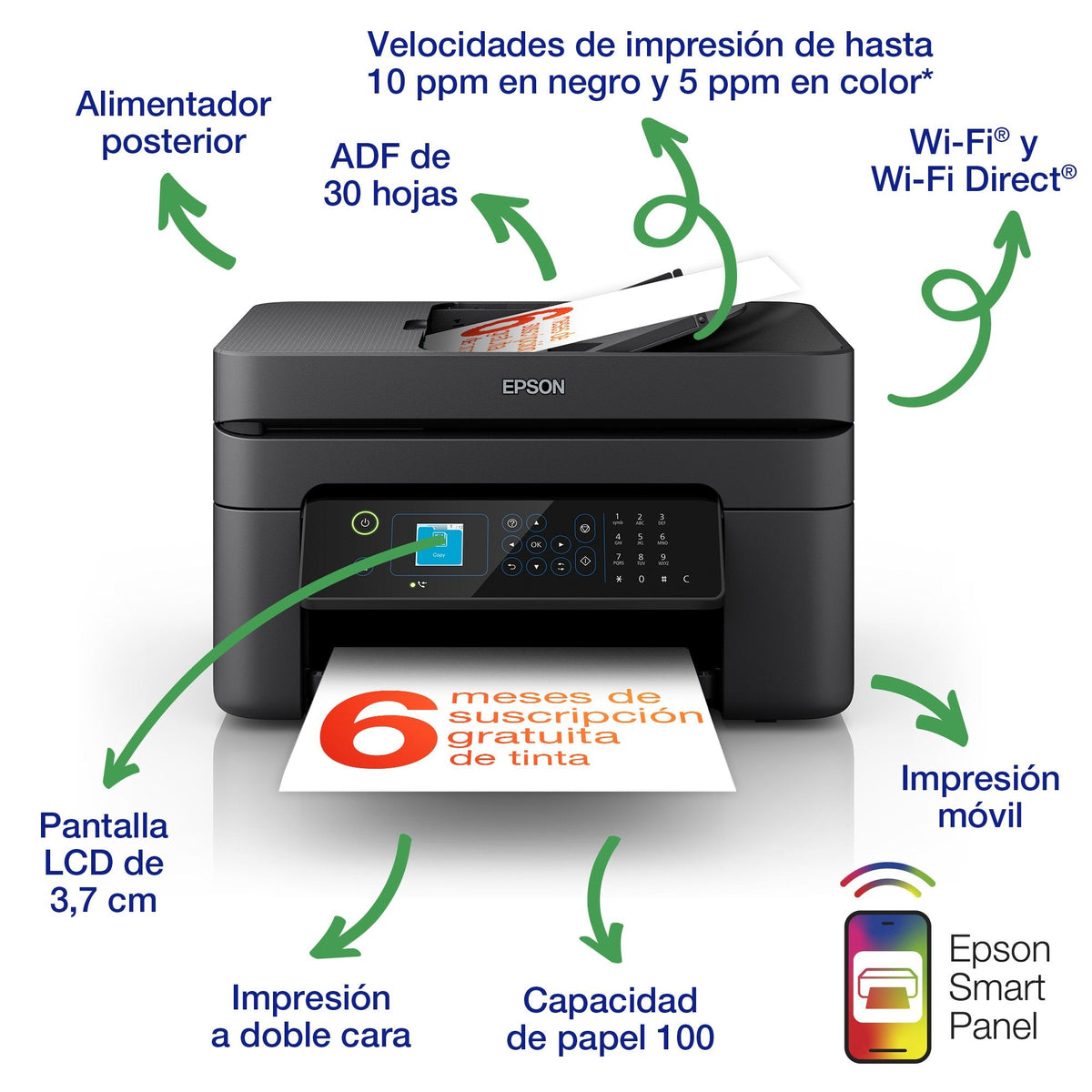 Multifunción Inyección Epson Wf 2935dwf Wifi Duplex Fax