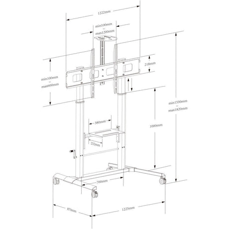 EAN 8059018364491 - Techly ICA-TR230 mueble y soporte para dispositivo multimedia Negro Panel plano Carro multimedia imagen 2
