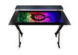 Talius Mesa Gaming Warship X1 Con Iluminacion Led Rgb - Tablero De Cristal Templado 120x60cm - Mando En El Cable - Patas De Acero - Hasta 60kg - Color Negro