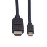 Roline Mini Displayport Cable, Mini Dp-Hdtv, St St, Schwarz, 4,5 M