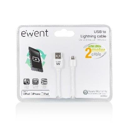 Cable Usb Ewent Lightning- Usb-A 2.0m Blanco