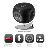 Ewent Ew3938 Regleta Cubo 3 Tomas Shucko + 3 Usb