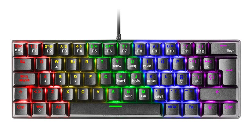Mars Gaming Mk60 Teclado Gaming Mecanico - Ultra-Compacto 60% - Switches Antipolvo - Iluminacion Rgb - Teclas