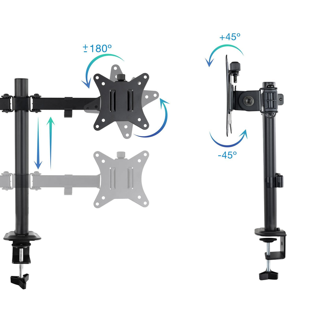 Soporte Mesa Gira Incli 2 Brazos 17-27" Negro