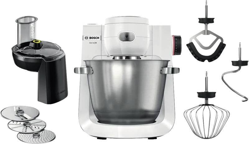 Robot De Cocina Bosch Home Mums6ew13d Blanco/Acero Inoxidable, 1.600 Vatios, Serie 6 Mums6ew13d