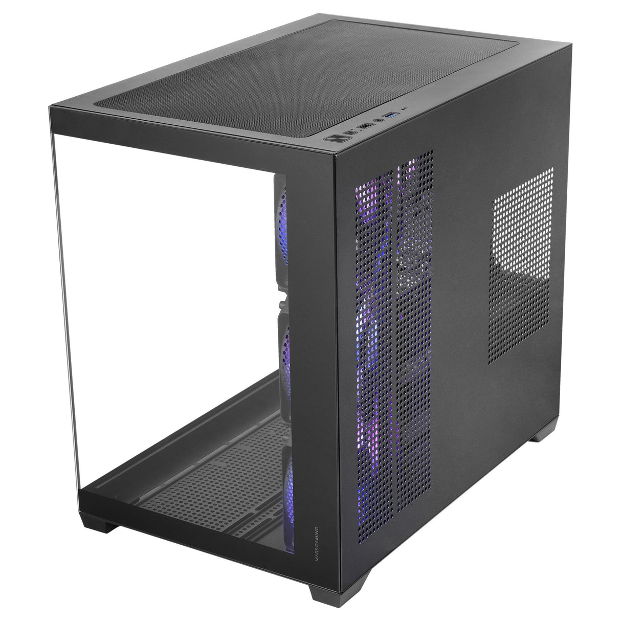 Caja Pc  Atx Mars Gaming Mcv5 Cristal Templado Panoramico Argb Gpu 416mm Negra