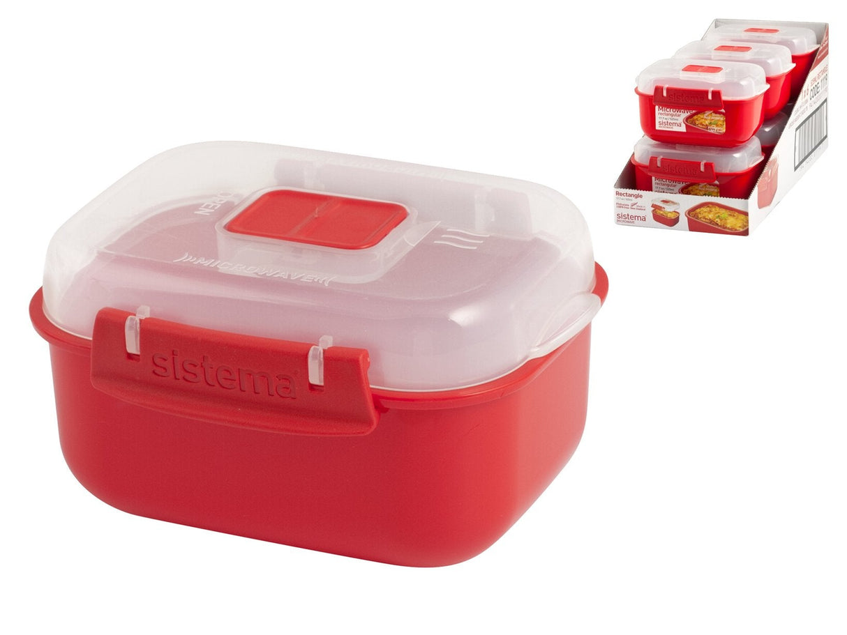 Simema Recipiente Rectangular (525 Ml), Color Rojo