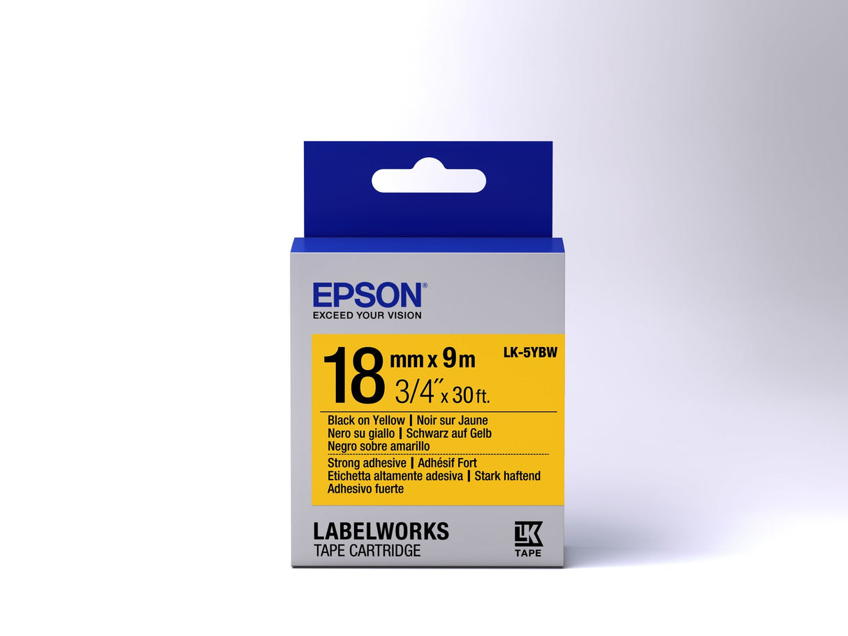 Epson Cinta Adhesiva Resistente - Lk-5ybw Cinta Adhesiva Resistente Negra/Amarilla 18/9