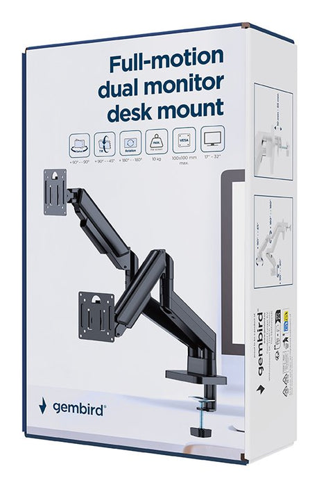 EAN 8716309135443 - Gembird MA-DA2-06 soporte para monitor 81,3 cm (32") Escritorio Negro imagen 16