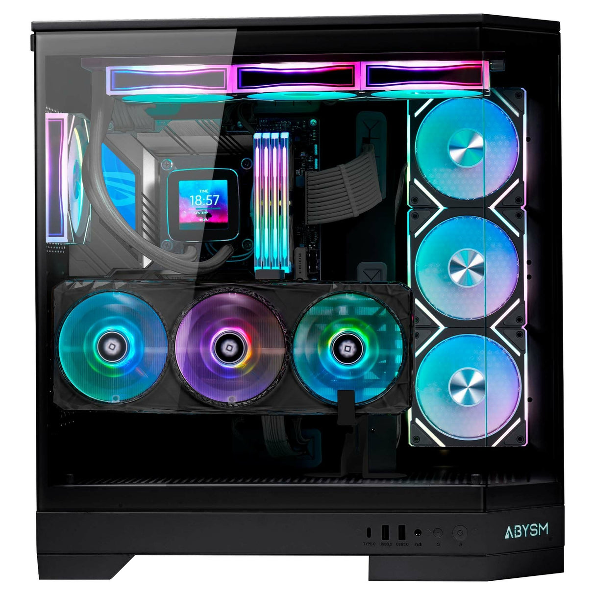 Caja Pc Abysm Danube Sava H600 Black  Torre E-Atx, Atx, Itx, Micro Atx - Lateral Y Frontal Cristal Templado - 3.5" Y 2.5" -