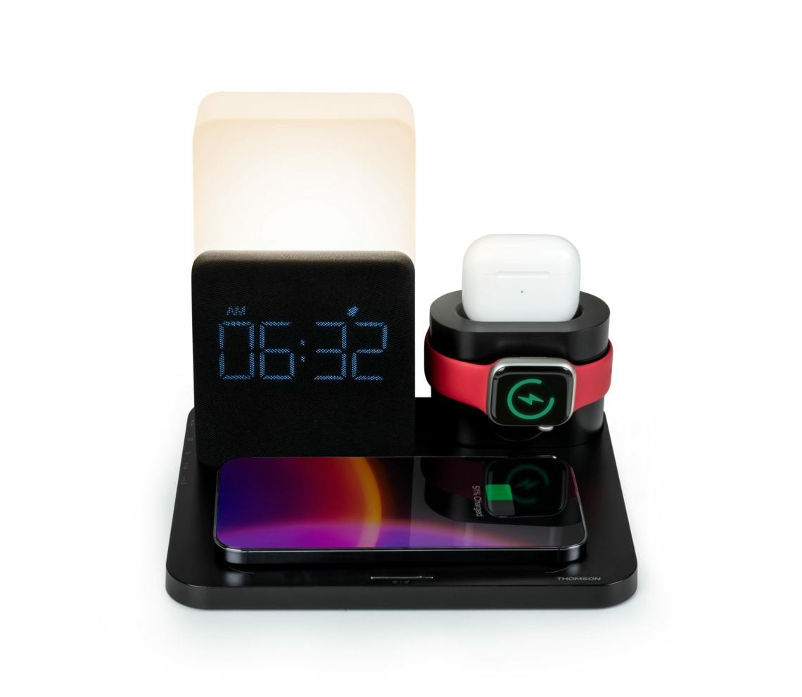 Reloj Despertador Thomson Con Estación De Carga Inalámbrica Y Luz Nocturna Cl800i