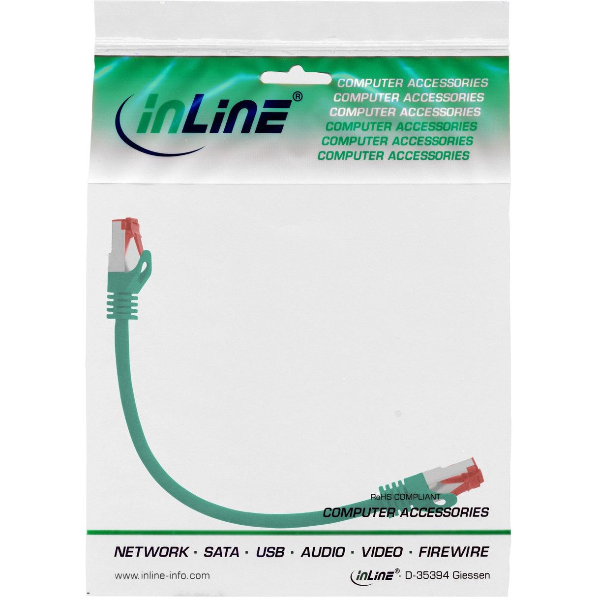 Cable De Red Inline S/Ftp Pimf Cat.6 250mhz Pvc Cobre Verde 0.25m