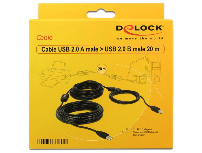 Delock Cable Activo Usb 2.0 A -> Usb 2.0 Tipo B (Impresora) M/M 20 M