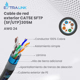 Extralink Cat5e Sftp (Sf/Utp) V2 Outdoor Twisted Pair 305m