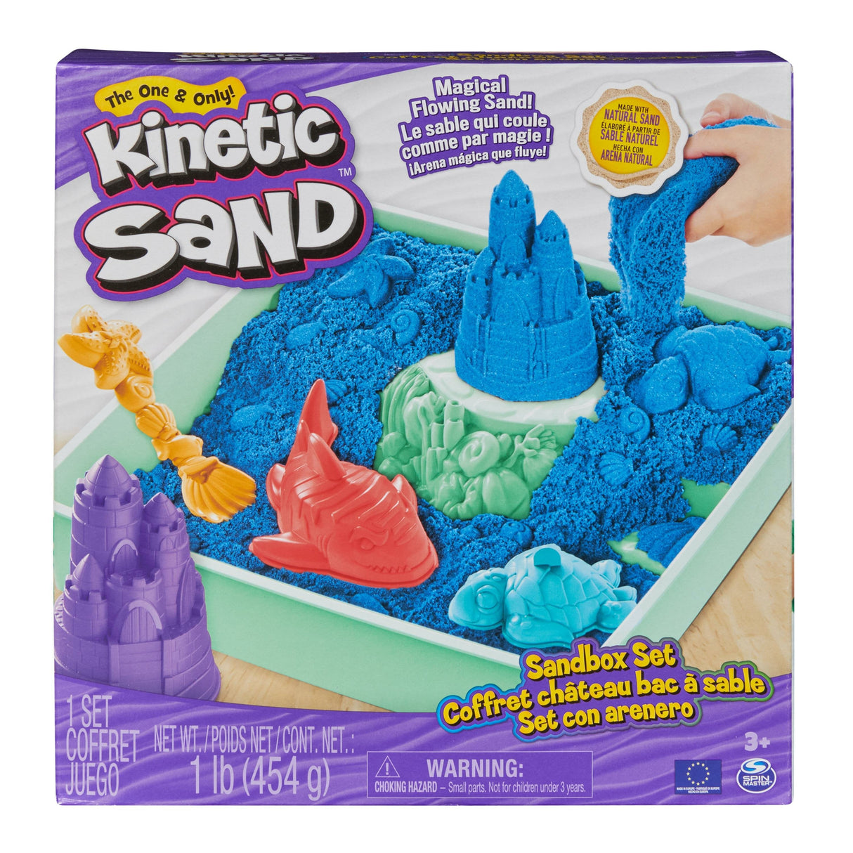 Spin Master Kinetic Sand - Sandbox Set Azul, Arena De Juego 454 Gramos De Arena