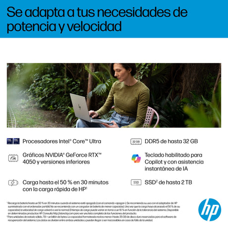EAN 199251190223 - HP OmniBook 7 AI 16-ay0007ns Intel Core Ultra 7 255H Portátil 40,6 cm (16") Pantalla táctil 2K 32 GB DDR5- imagen 8