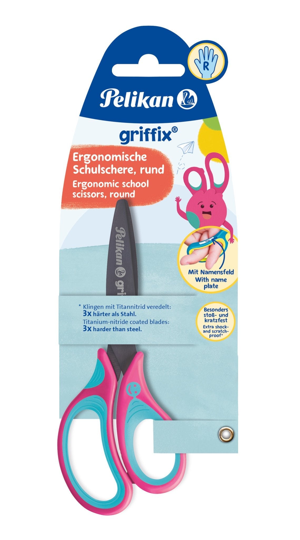 Tijera Pelikan Griffix Universal Corte Recto Azul, Rosa