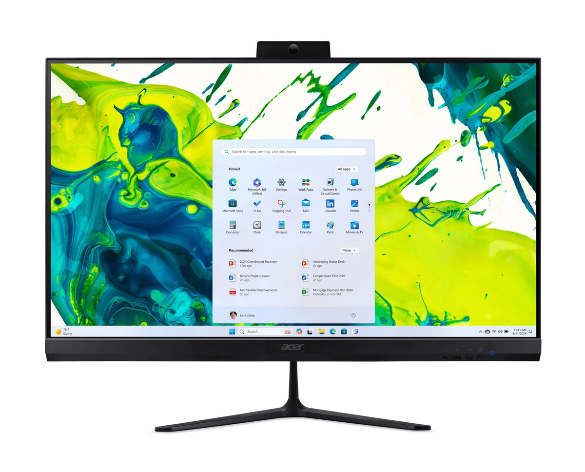All In One Acer Aspire C27-2g, Ryzen 7 5825u, 8gb, 512gb Ssd, 27", W11 - Negro