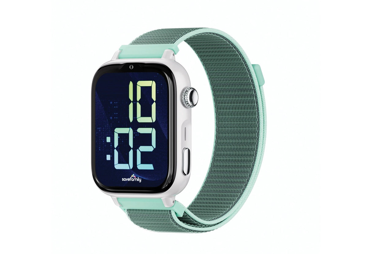 Savefamily Reloj Inteligente Infantil Savewatch Plus 2 - Pantalla Amoled - Carcasa Blanca - Correa Tela Ocean