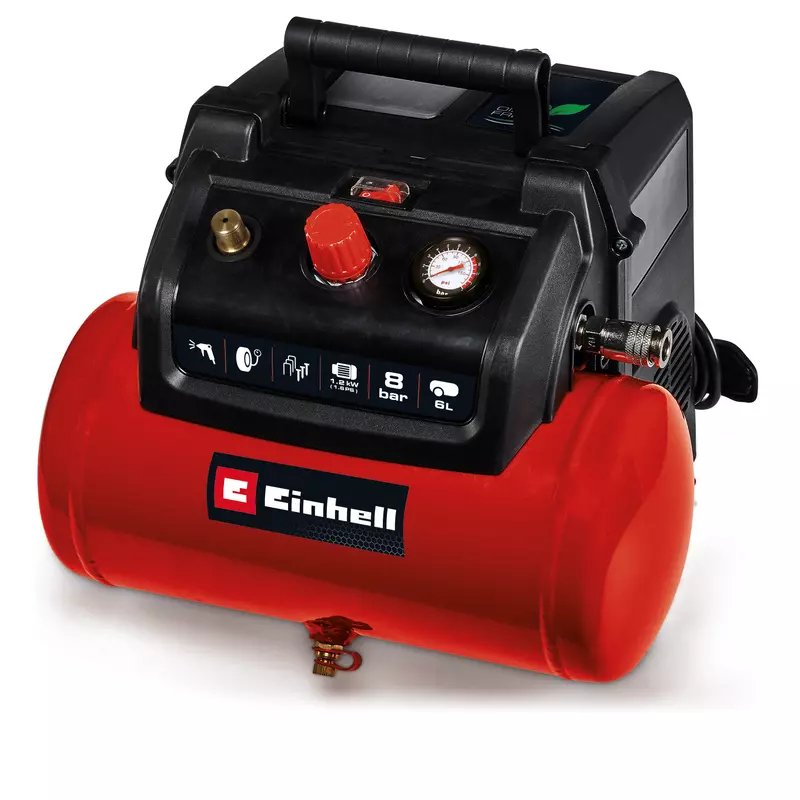 Compresor Einhell Tc-Ac 190/6/8 De Rojo/Negro, 1.200 Vatios 4020655