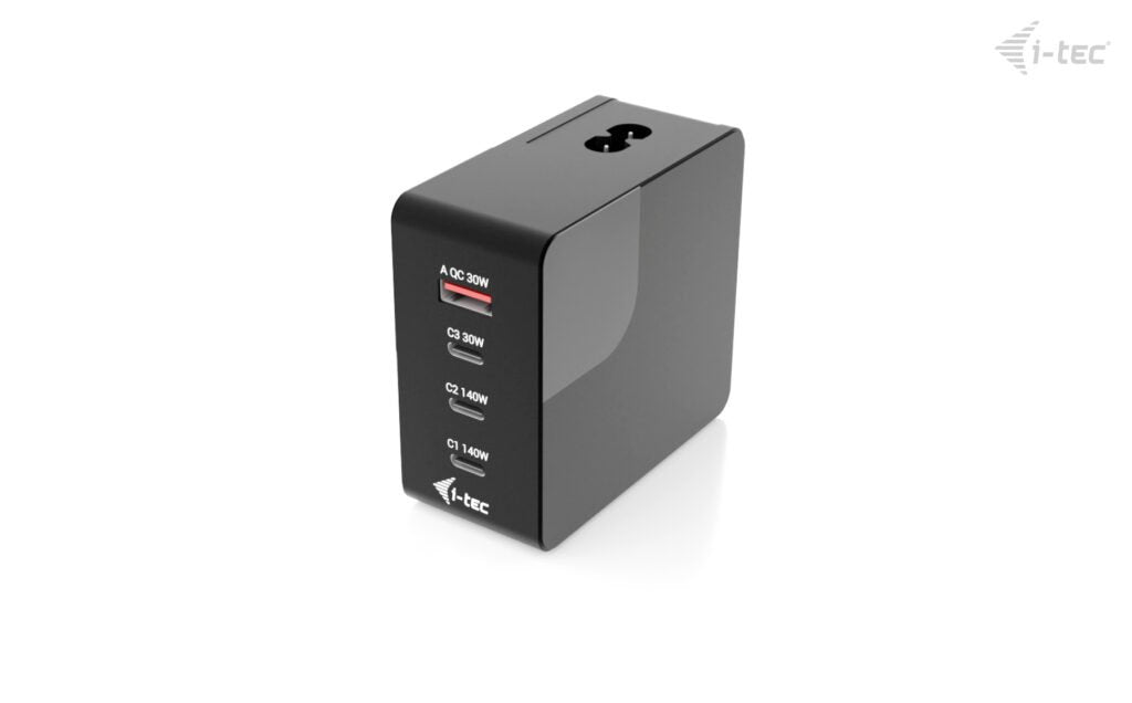 D I-Tec 140w Intelligent Multiport Usb Charger 3x Usb-C 1x Usb-A Lcd Display