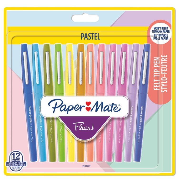 Bolígrafo Fibra Paper Mate Flair 12er Pastel M 0,7 Mm Blister
