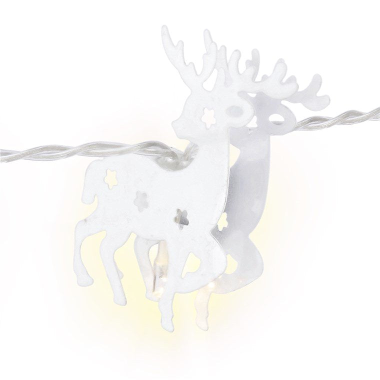 Guirnalda De Luces "Reno" Con 10 Led, Blanca
Con Función De Temporizador, Blanco Cálido (3000 K), Funcionamiento Con Pilas